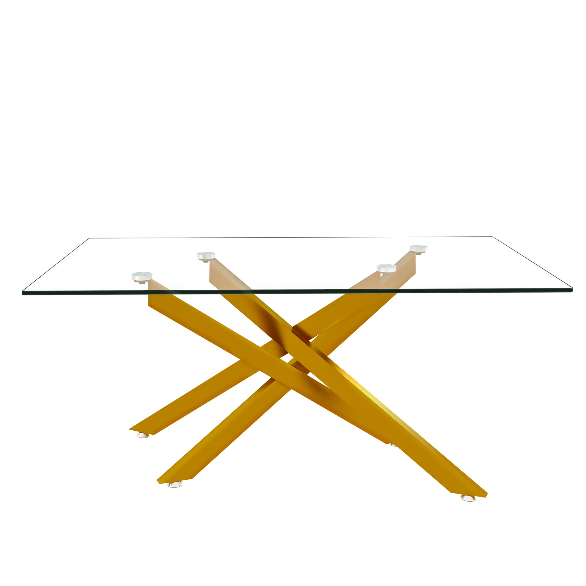39.37" Rectangular Clear Tempered Glass Coffee Table,Stylish Design with Golden Metal Legs, Coffee Table for Living Room image 5