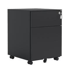 2 Drawer Mobile File Cabinet with Lock - Stylish Steel Storage