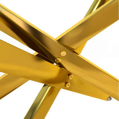 39.37" Rectangular Clear Tempered Glass Coffee Table,Stylish Design with Golden Metal Legs, Coffee Table for Living Room image 9