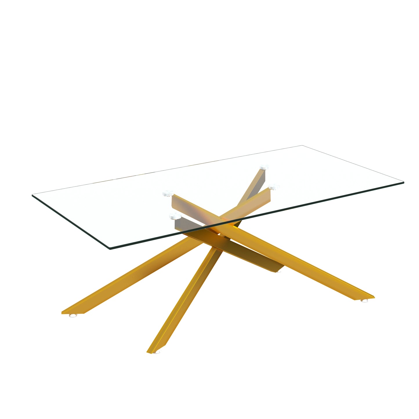 47.2" Rectangular Clear Tempered Glass Coffee Table,Stylish Design with Golden Metal Legs, Coffee Table for Living Room image 6