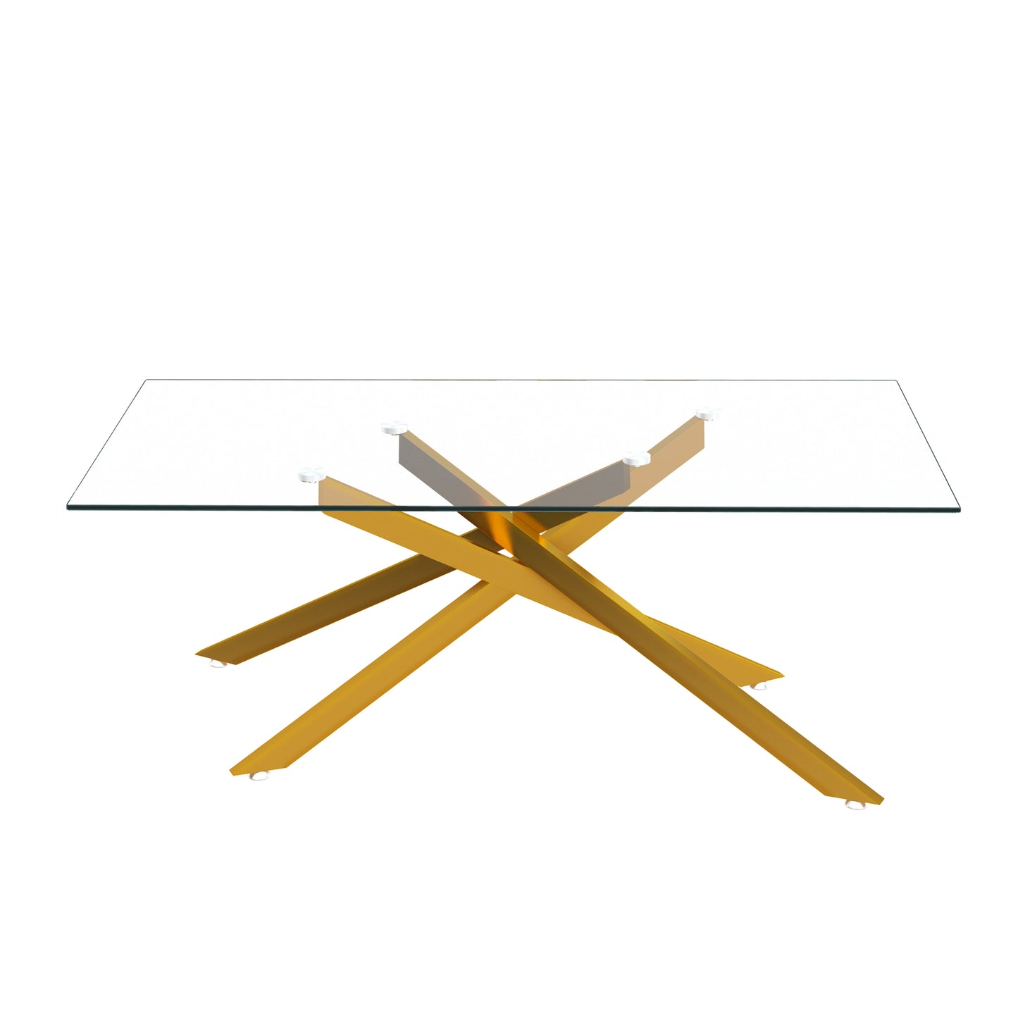 47.2" Rectangular Clear Tempered Glass Coffee Table,Stylish Design with Golden Metal Legs, Coffee Table for Living Room image 7