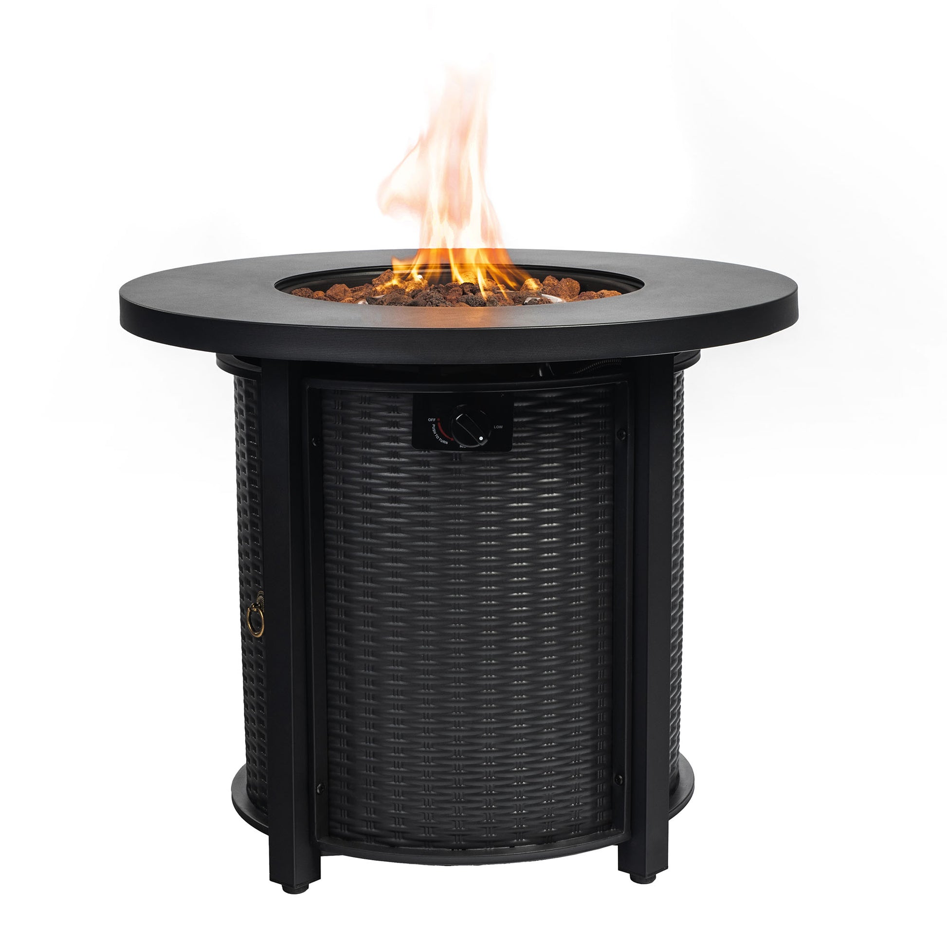30" Propane Gas Fire Pit Table, 50000 BTU Round Steel Fire Pit for Outside Patio Deck Garden Courtyard-Black image 4