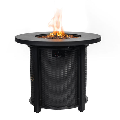 30" Propane Gas Fire Pit Table, 50000 BTU Round Steel Fire Pit for Outside Patio Deck Garden Courtyard-Black image 4