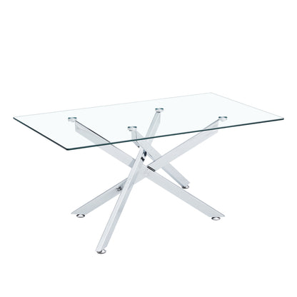 Tempered Glass Coffee Table with Chrome Legs - Top View