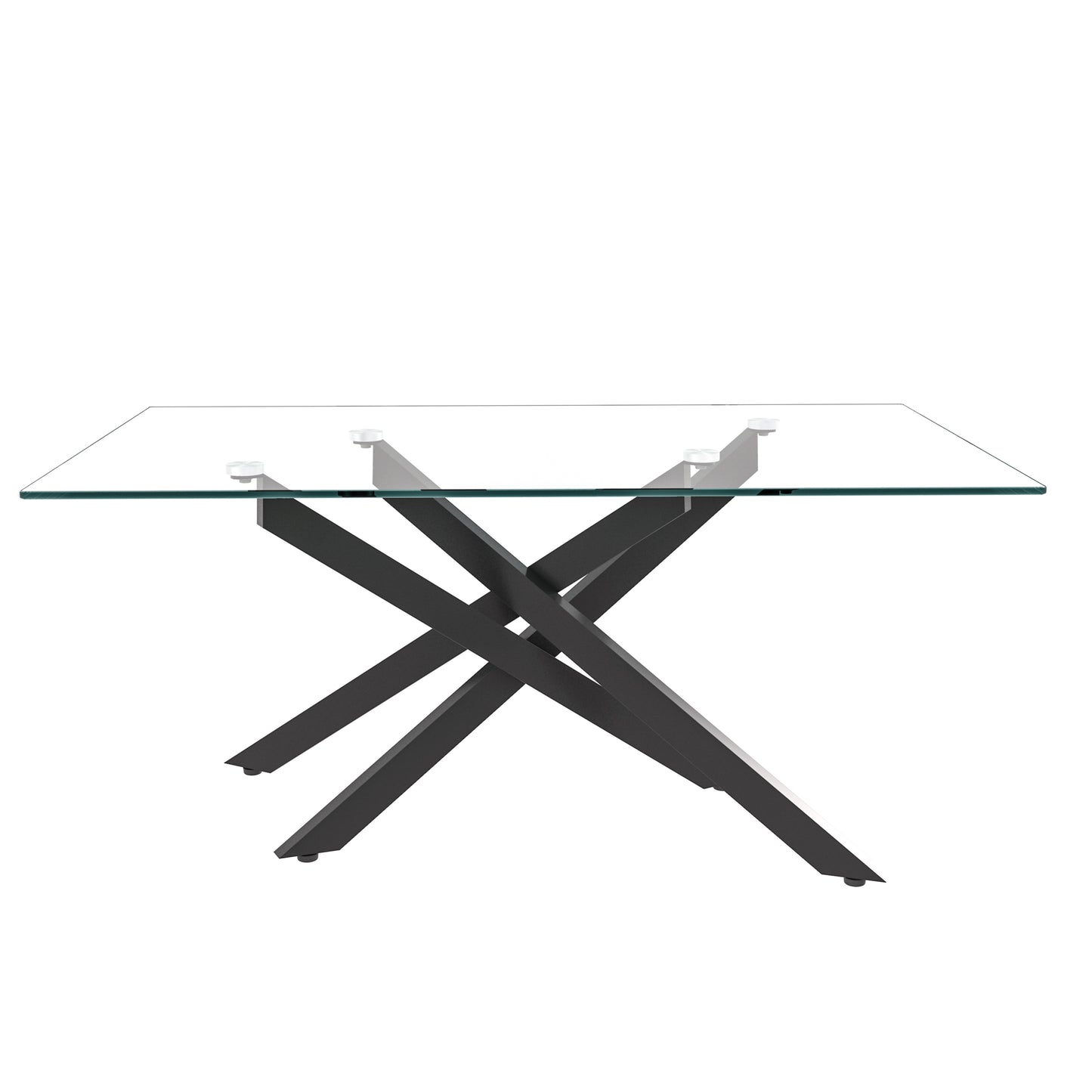 39.37" Rectangular Clear Tempered Glass Coffee Table,Stylish Design with Black Metal Legs, Coffee Table for Living Room image 5