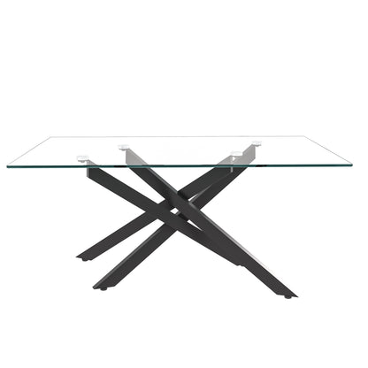 39.37" Rectangular Clear Tempered Glass Coffee Table,Stylish Design with Black Metal Legs, Coffee Table for Living Room image 5