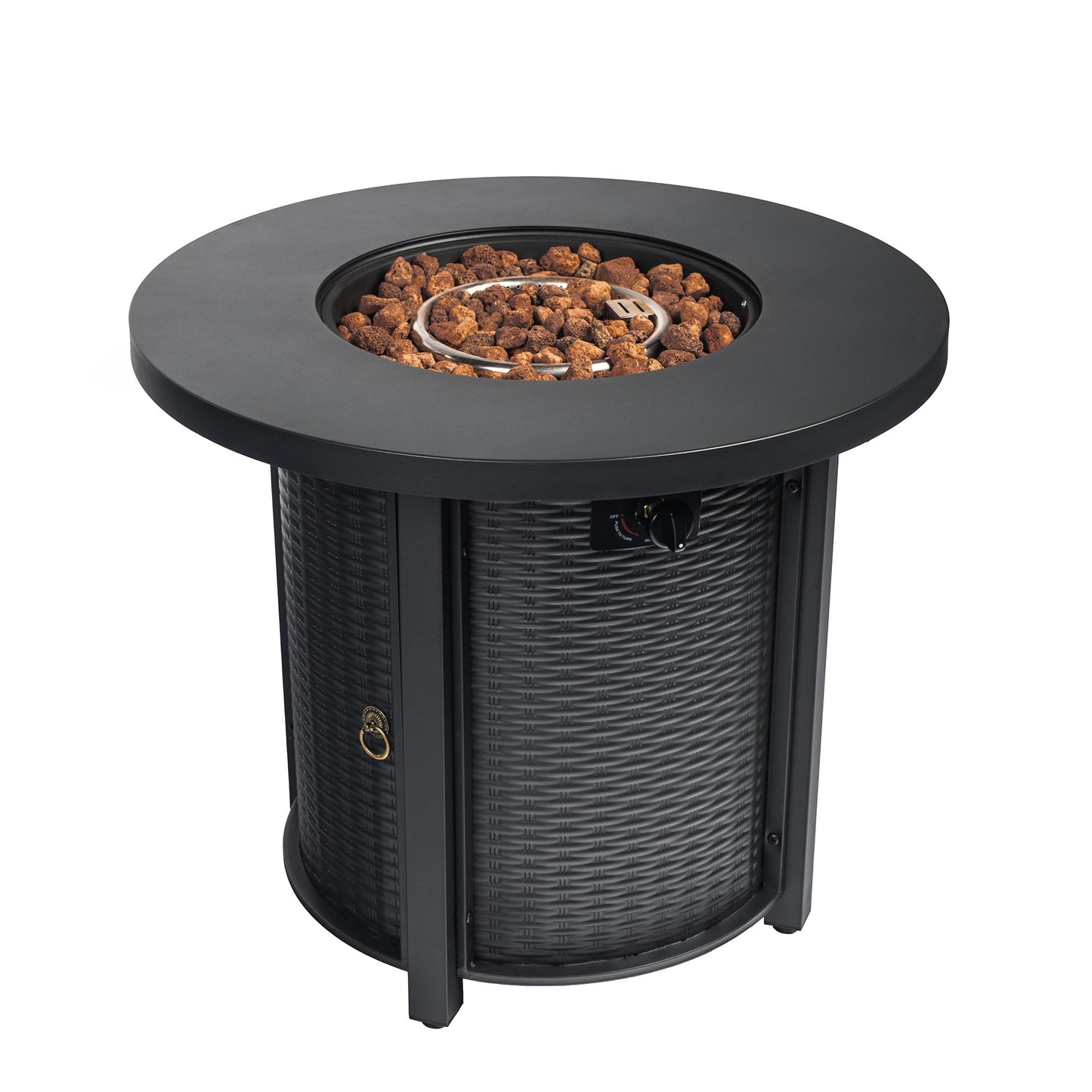 30" Propane Gas Fire Pit Table, 50000 BTU Round Steel Fire Pit for Outside Patio Deck Garden Courtyard-Black image 7