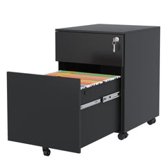2 Drawer Mobile File Cabinet with Lock - Stylish Steel Storage