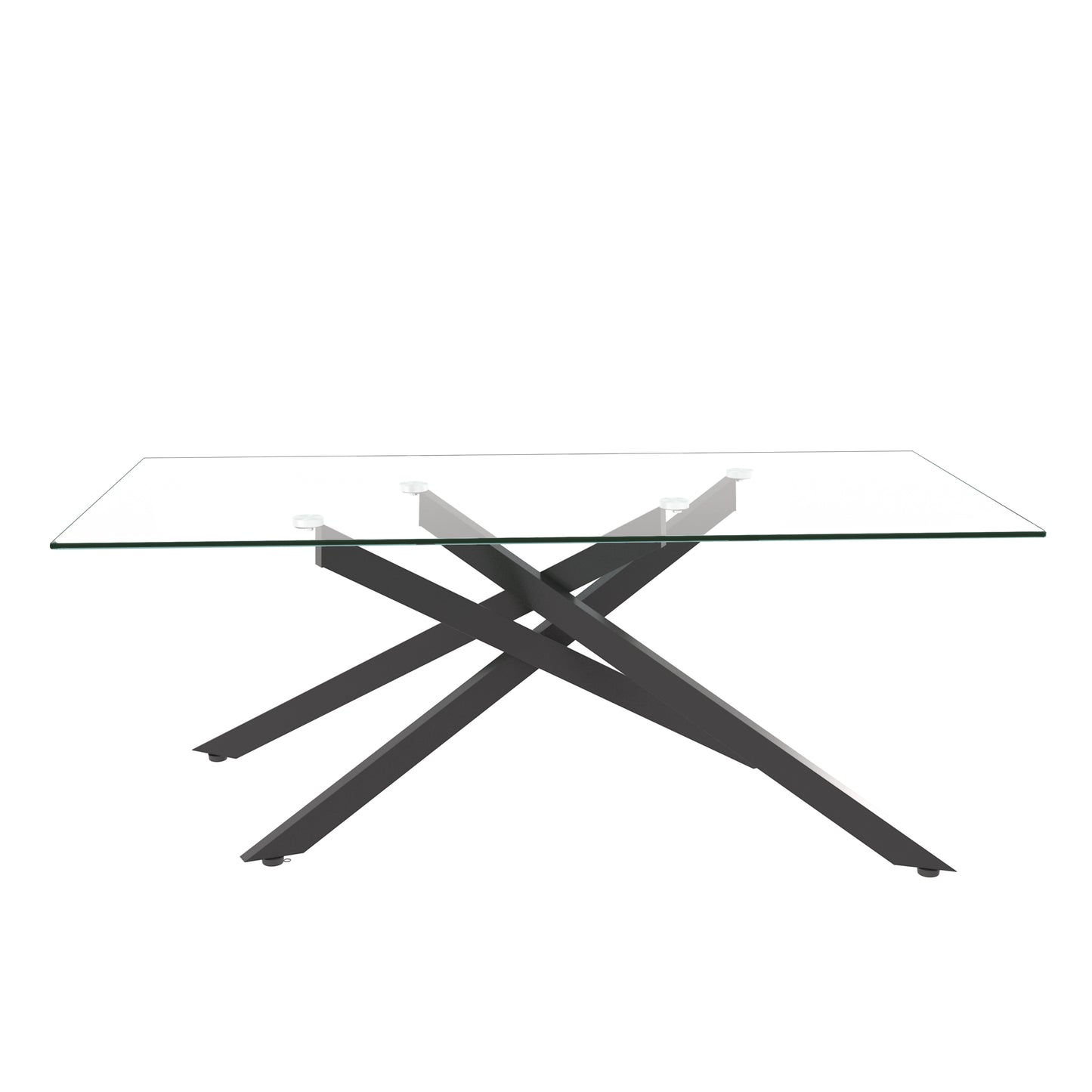 47.2" Rectangular Clear Tempered Glass Coffee Table,Stylish Design with Black Metal Legs, Coffee Table for Living Room image 7