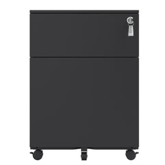 2 Drawer Mobile File Cabinet with Lock - Stylish Steel Storage