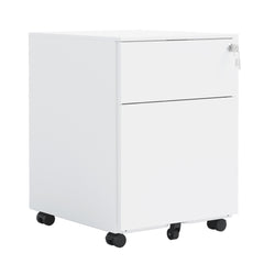 2 Drawer Mobile File Cabinet with Lock - Stylish Steel Storage