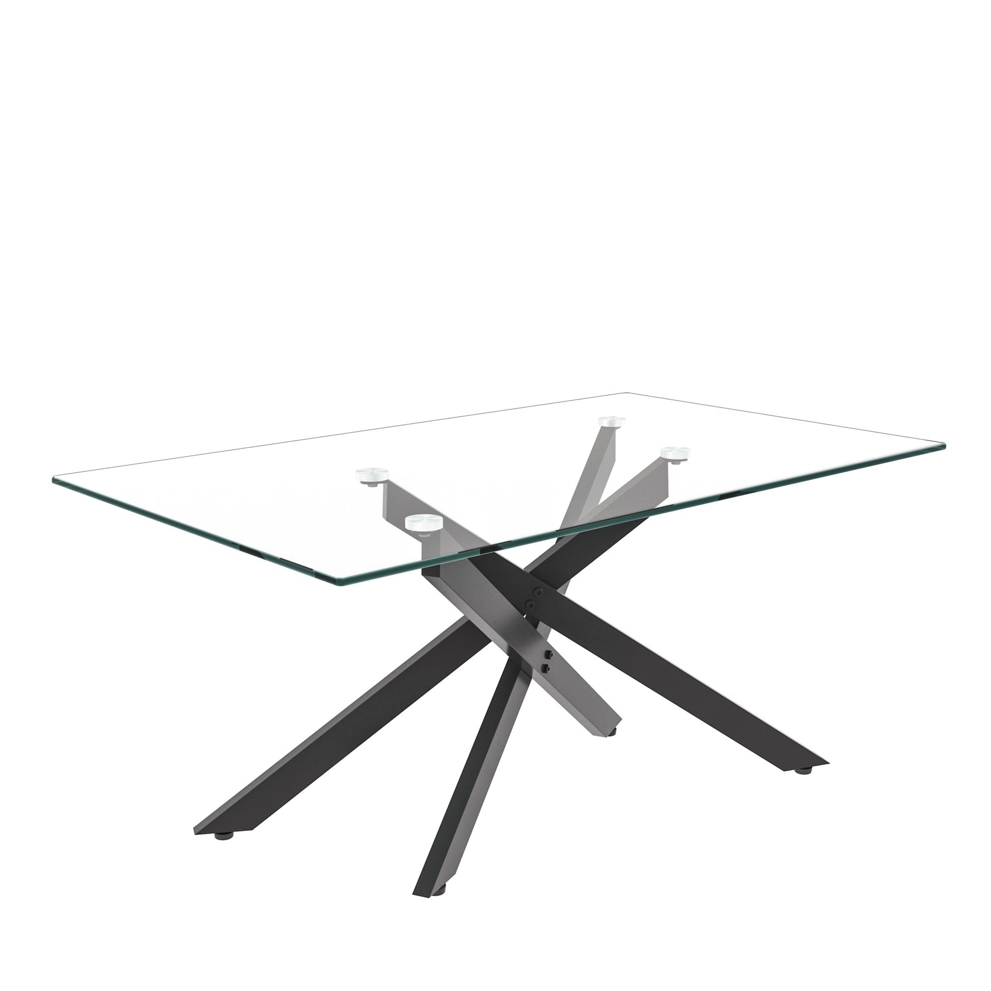 39.37" Rectangular Clear Tempered Glass Coffee Table,Stylish Design with Black Metal Legs, Coffee Table for Living Room image 7