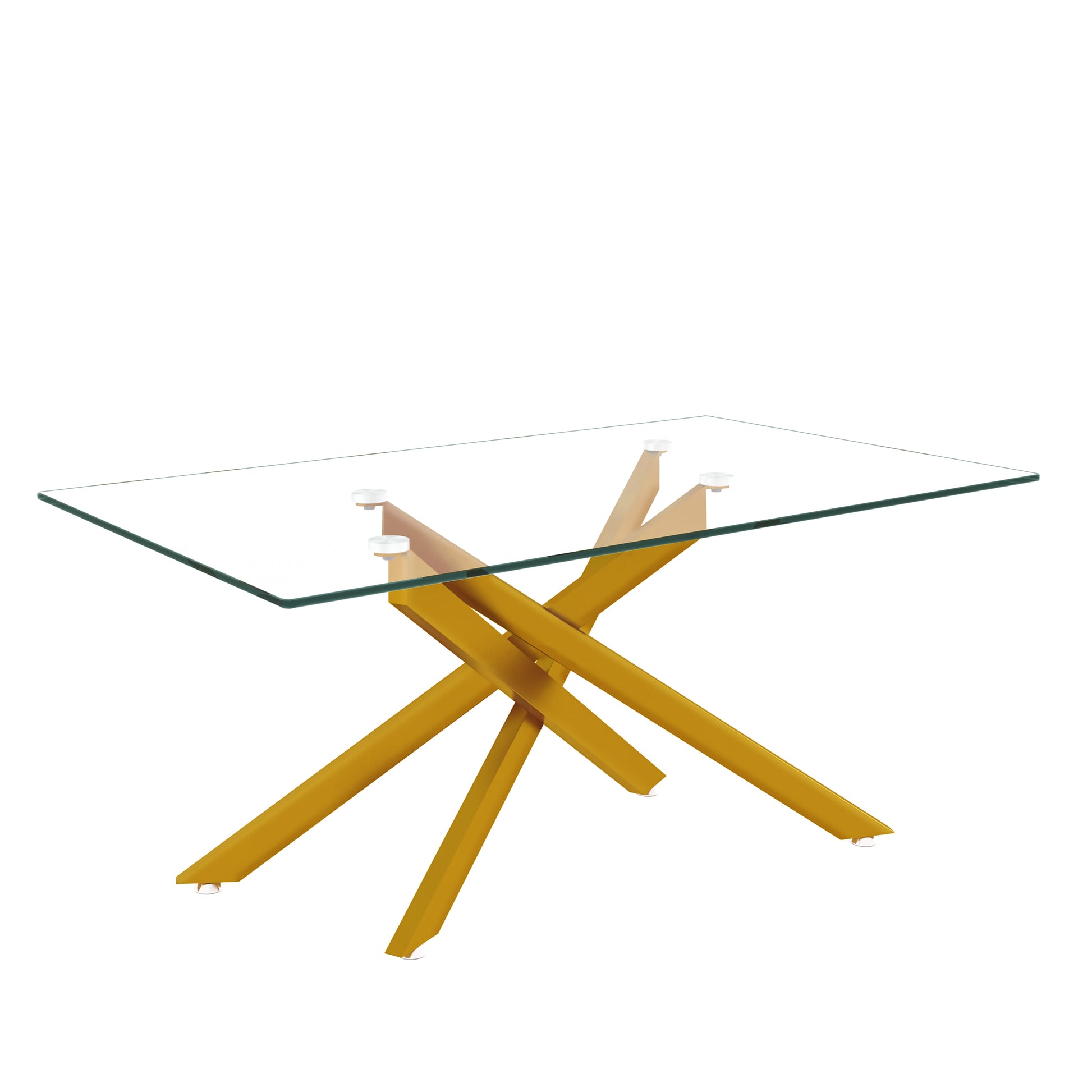 39.37" Rectangular Clear Tempered Glass Coffee Table,Stylish Design with Golden Metal Legs, Coffee Table for Living Room image 6