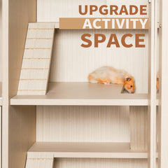 4-Tier Wood Hamster Cage with Storage Cabinet & Acrylic Windows - Perfect for Guinea Pigs