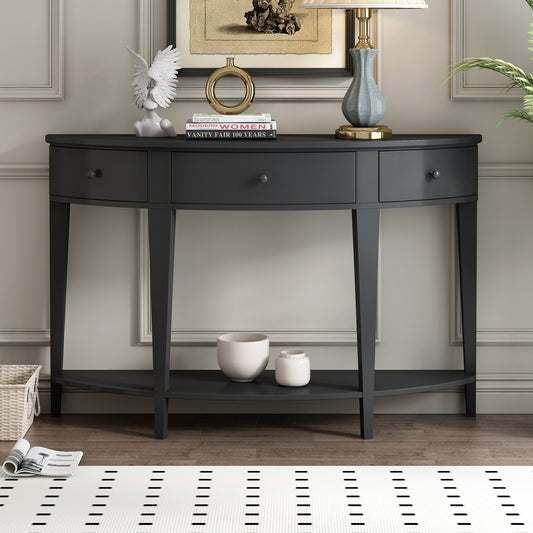 U-Style Modern Curved Console Table Sofa Table with 3 drawers and 1 Shelf for Hallway, Entryway, Living Room image 1