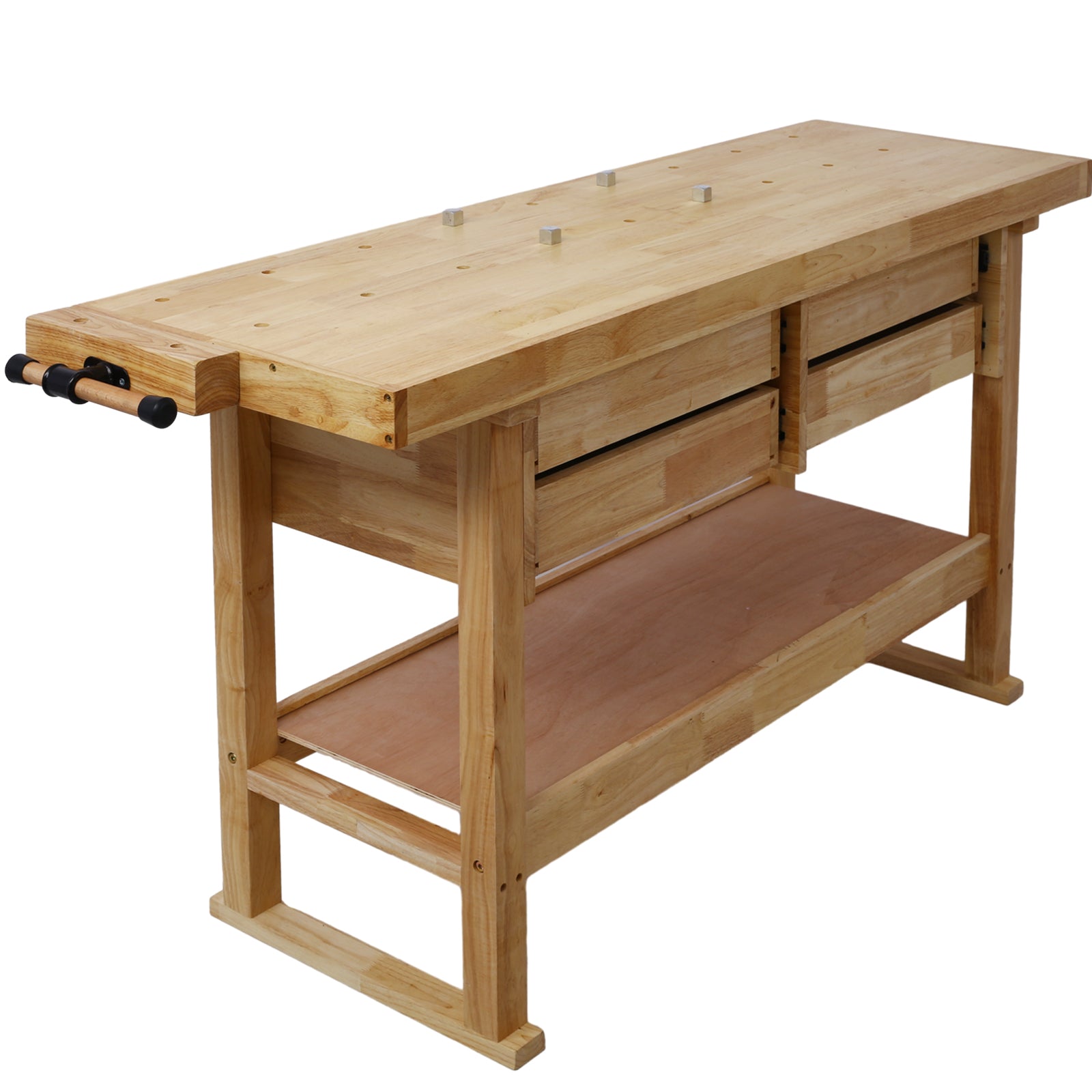 60in Workbench with 4 Drawers Wooden Workbench for Garage Workshop and Home, with Rapid Action Woodworking Vise 7 Inch Jaw Width Made with Heavy-Duty Cast Iron,GRAY image 5