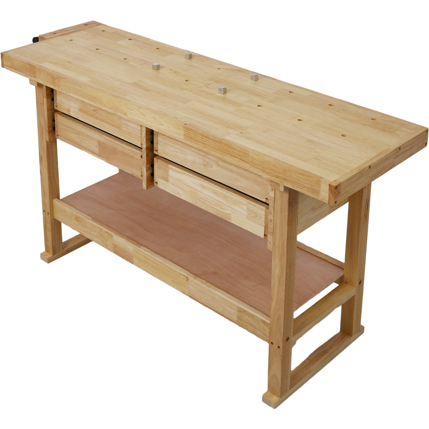 60in Workbench with 4 Drawers Wooden Workbench for Garage Workshop and Home, with Rapid Action Woodworking Vise 7 Inch Jaw Width Made with Heavy-Duty Cast Iron,GRAY image 9