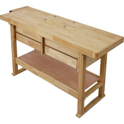 60in Workbench with 4 Drawers Wooden Workbench for Garage Workshop and Home, with Rapid Action Woodworking Vise 7 Inch Jaw Width Made with Heavy-Duty Cast Iron,GRAY image 9