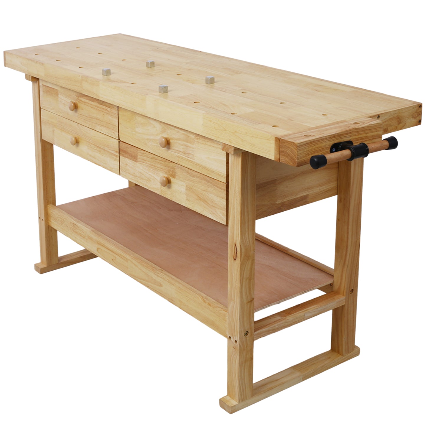 60in Workbench with 4 Drawers Wooden Workbench for Garage Workshop and Home, with Rapid Action Woodworking Vise 7 Inch Jaw Width Made with Heavy-Duty Cast Iron,GRAY image 8