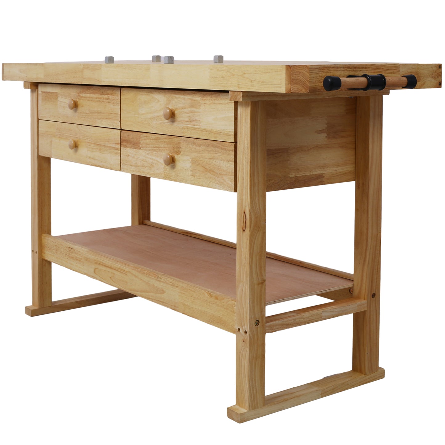 60in Workbench with 4 Drawers Wooden Workbench for Garage Workshop and Home, with Rapid Action Woodworking Vise 7 Inch Jaw Width Made with Heavy-Duty Cast Iron,GRAY image 6