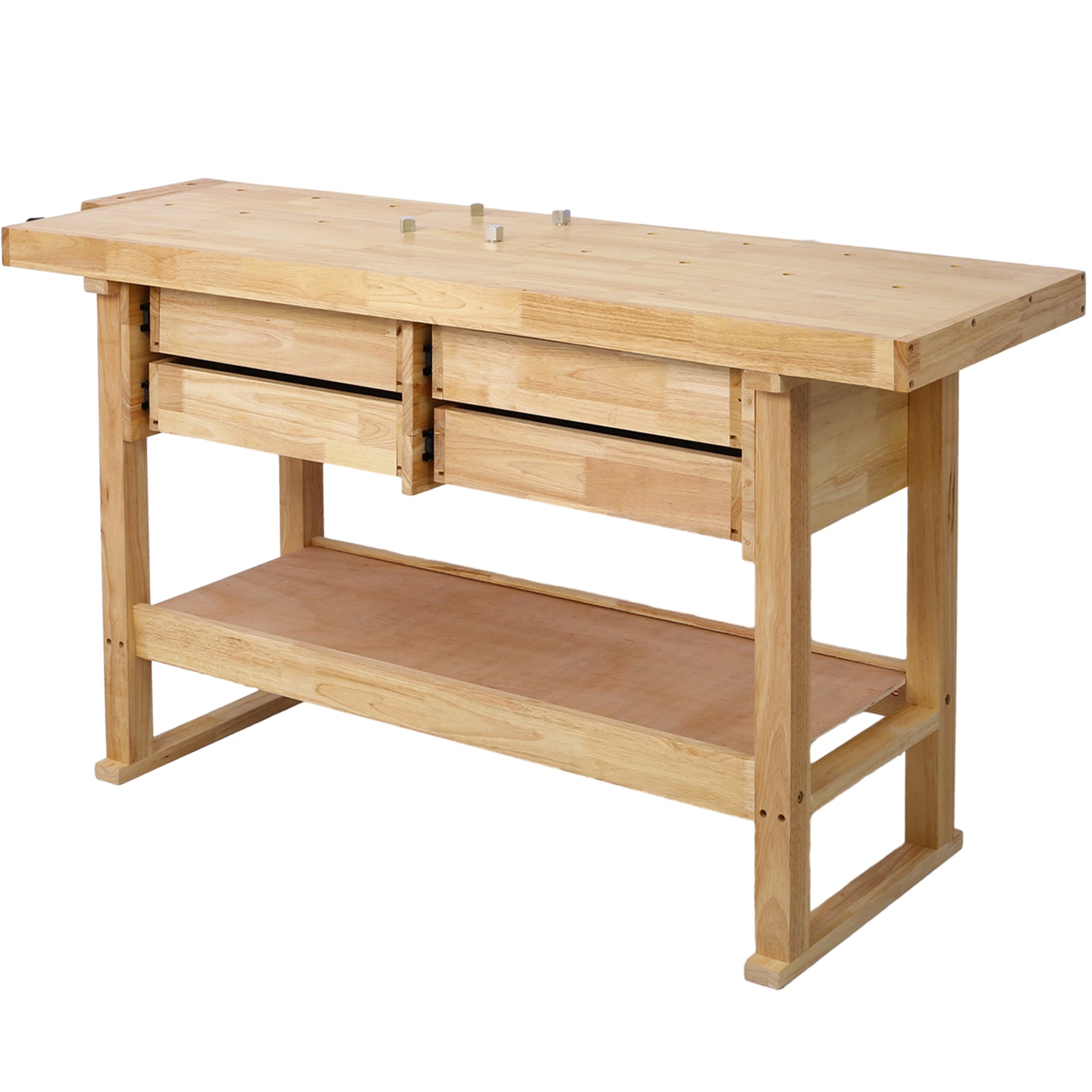 60in Workbench with 4 Drawers Wooden Workbench for Garage Workshop and Home, with Rapid Action Woodworking Vise 7 Inch Jaw Width Made with Heavy-Duty Cast Iron,GRAY image 10
