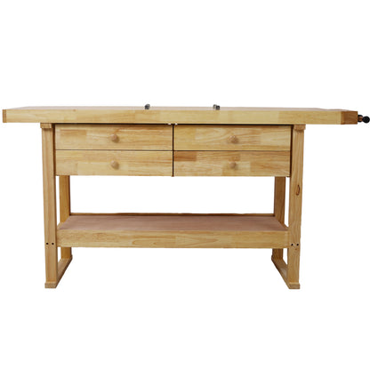 60in Workbench with 4 Drawers Wooden Workbench for Garage Workshop and Home, with Rapid Action Woodworking Vise 7 Inch Jaw Width Made with Heavy-Duty Cast Iron,GRAY image 7