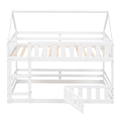 Twin over Twin House Bunk Bed with Fence and Door, White(Old SKU:WF313047AAK) image 10