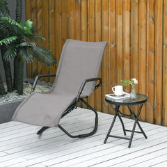 Rocking Sun Lounger, Chaise Lounge Rocker for Sunbathing, Sun Tanning, Foldable, Portable Outdoor Patio Chair, Brown