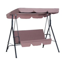 3-Seat Outdoor Patio Swing Chair with Removable Cushion, Steel Frame Stand and Adjustable Tilt Canopy for Patio, Garden, Poolside, Balcony, Backyard, Brown