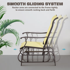 Outdoor Swing Glider Chair, Patio Mesh Rocking Chair with Steel Frame for Backyard, Garden and Porch, Beige
