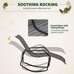 Rocking Sun Lounger, Chaise Lounge Rocker for Sunbathing, Sun Tanning, Foldable, Portable Outdoor Patio Chair, Brown