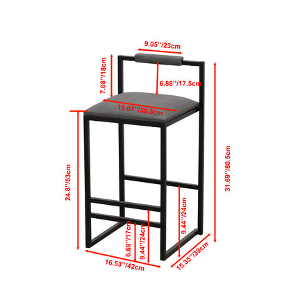 Set of 2 Counter Height Barstools Kitchen Island Stools with Back Modern Armless Metal Legs & PU Gray Upholstered Chairs (Gray with Back) image 7