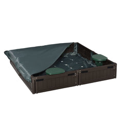 Kids Outdoor Sandbox with Cover Garden Bed, Easy Assembly Children's Play Station for Backyard, Brown, 48.5" x 48.5" x 8.25"