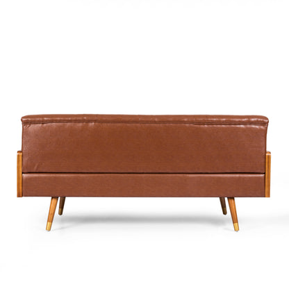 Adelaide Mid-Century Modern Tufted Sofa with Rolled Accent Pillows image 9