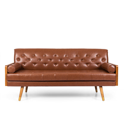 Adelaide Mid-Century Modern Tufted Sofa with Rolled Accent Pillows image 3