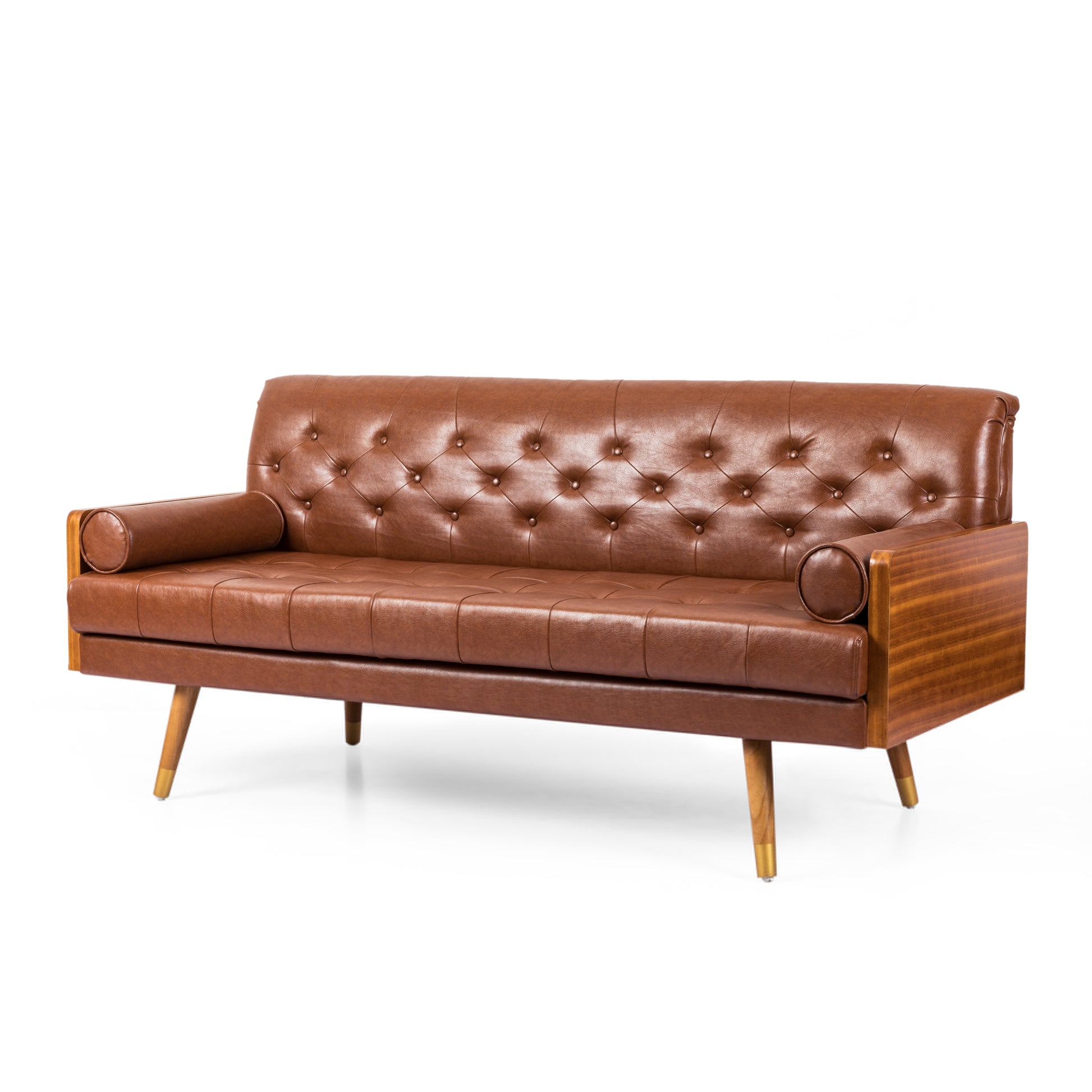 Adelaide Mid-Century Modern Tufted Sofa with Rolled Accent Pillows image 5