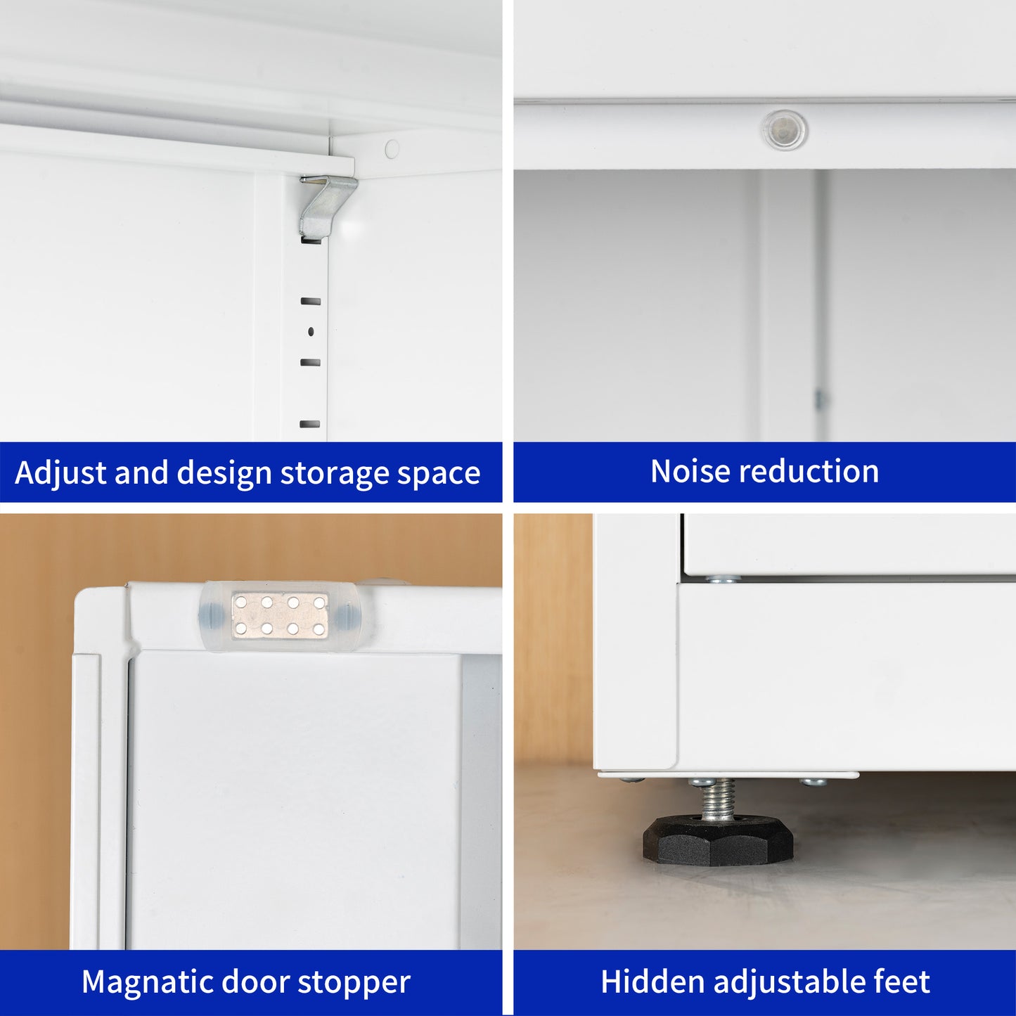High Storage Cabinet with 2 Doors and 4 Partitions to Separate 5 Storage Spaces, Home/ Office Design image 4