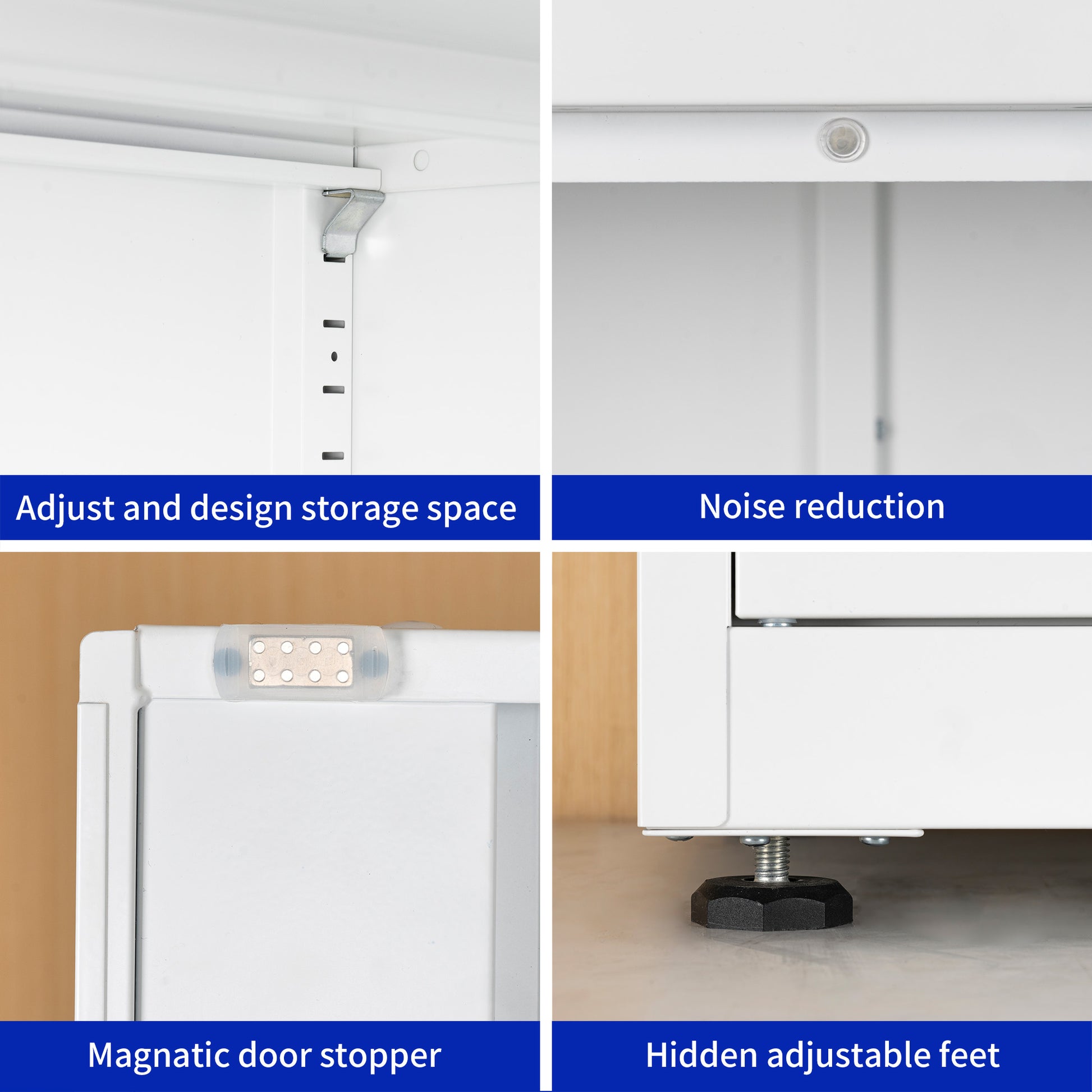 High Storage Cabinet with 2 Doors and 4 Partitions to Separate 5 Storage Spaces, Home/ Office Design image 4