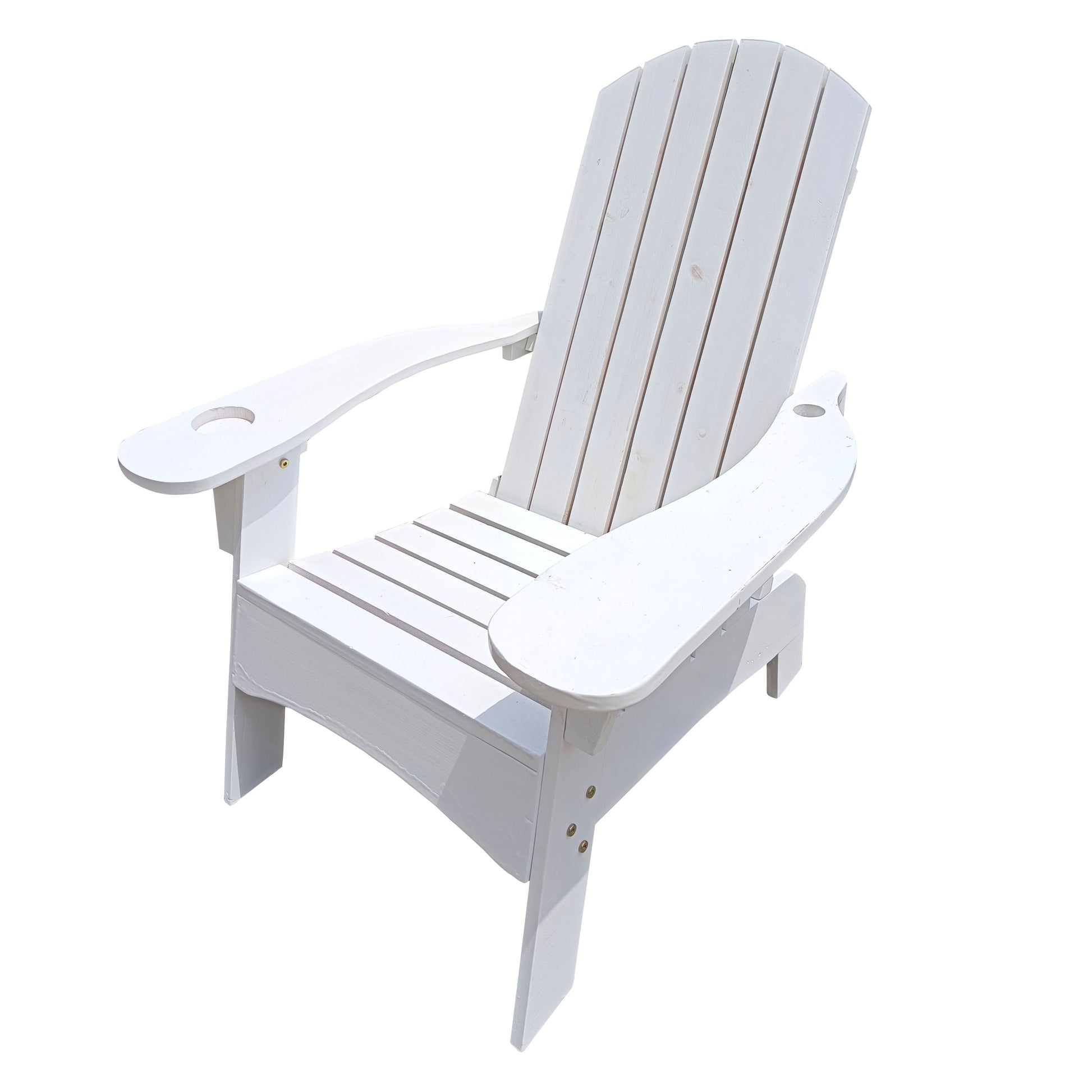 Outdoor or indoor Wood Adirondack chair with an hole to hold umbrella on the arm,white image 6