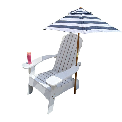 Outdoor or indoor Wood Adirondack chair with an hole to hold umbrella on the arm,white image 4
