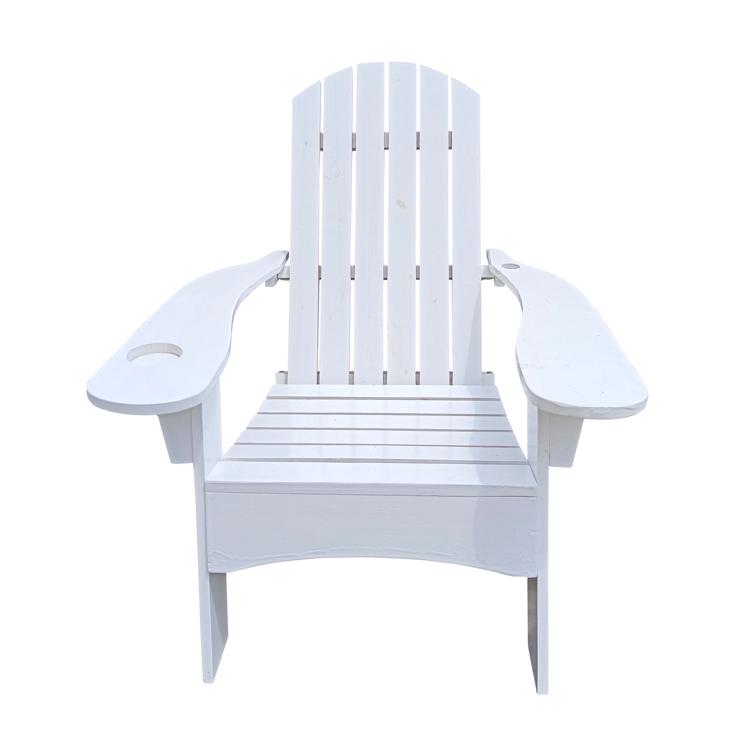 Outdoor or indoor Wood Adirondack chair with an hole to hold umbrella on the arm,white image 5