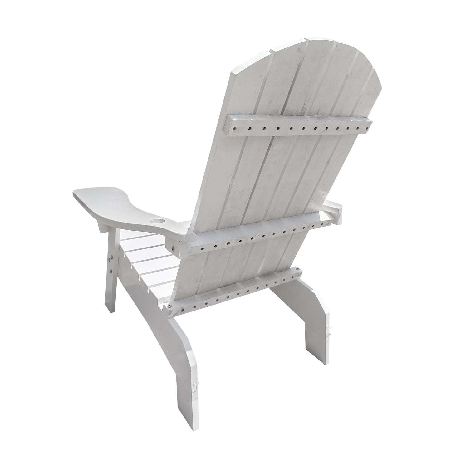 Outdoor or indoor Wood Adirondack chair with an hole to hold umbrella on the arm,white image 3