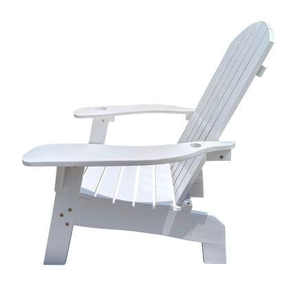 Outdoor or indoor Wood Adirondack chair with an hole to hold umbrella on the arm,white image 2