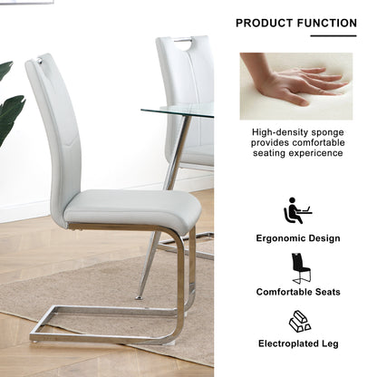 Modern Dining Chairs with Faux Leather Padded Seat Dining Living Room Chairs Upholstered Chair with Chrome Metal Legs Design for Kitchen, Living, Bedroom, Dining Room Side Chairs Set of 2 image 9