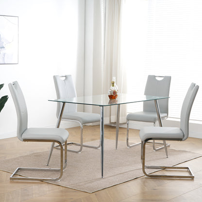 Modern Dining Chairs with Faux Leather Padded Seat Dining Living Room Chairs Upholstered Chair with Chrome Metal Legs Design for Kitchen, Living, Bedroom, Dining Room Side Chairs Set of 4 image 4