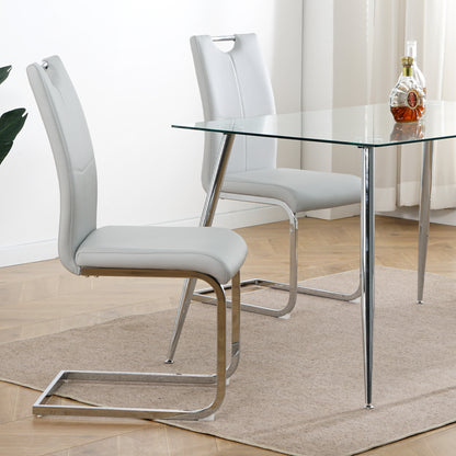 Modern Dining Chairs with Faux Leather Padded Seat Dining Living Room Chairs Upholstered Chair with Chrome Metal Legs Design for Kitchen, Living, Bedroom, Dining Room Side Chairs Set of 4 image 5