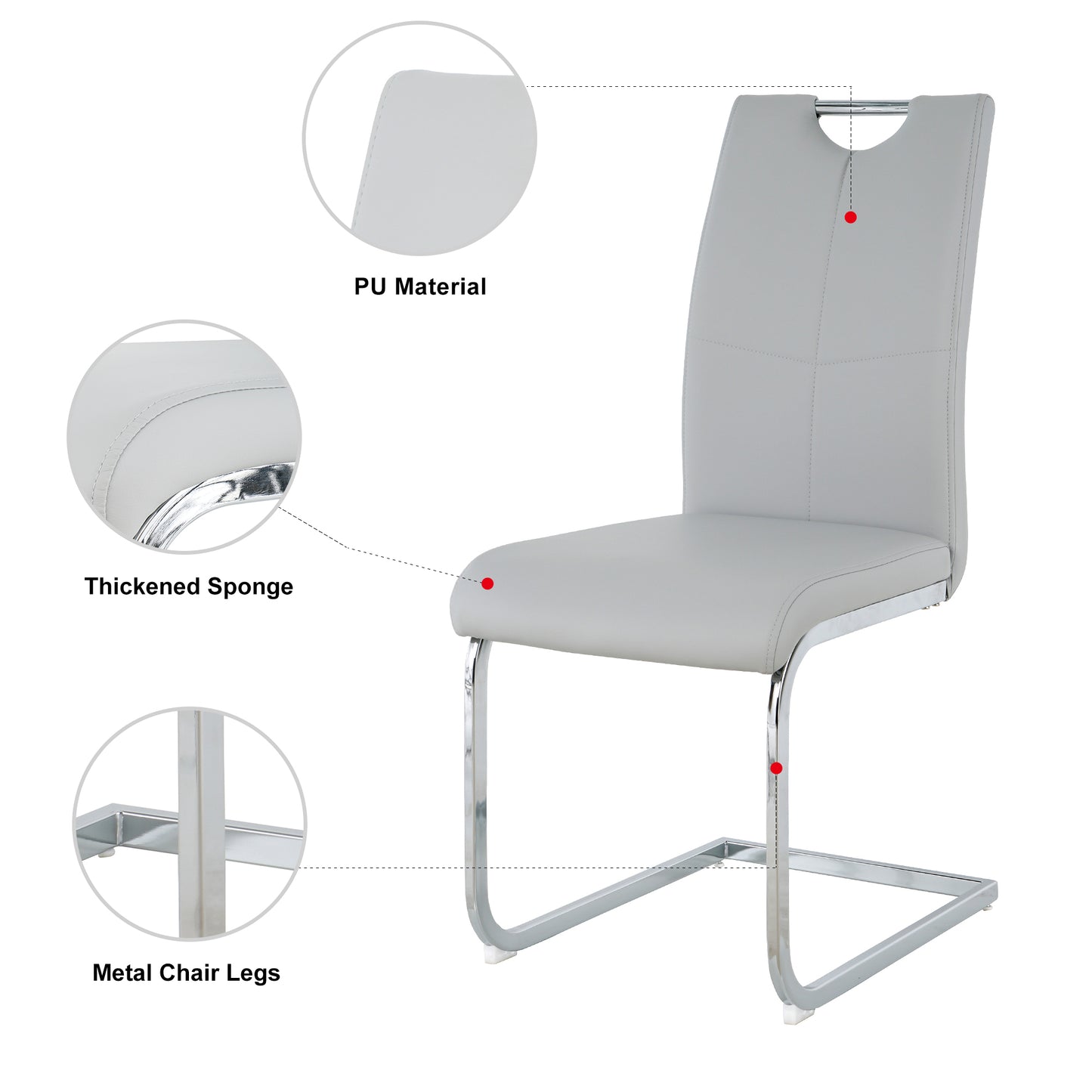 Modern Dining Chairs with Faux Leather Padded Seat Dining Living Room Chairs Upholstered Chair with Chrome Metal Legs Design for Kitchen, Living, Bedroom, Dining Room Side Chairs Set of 2 image 10