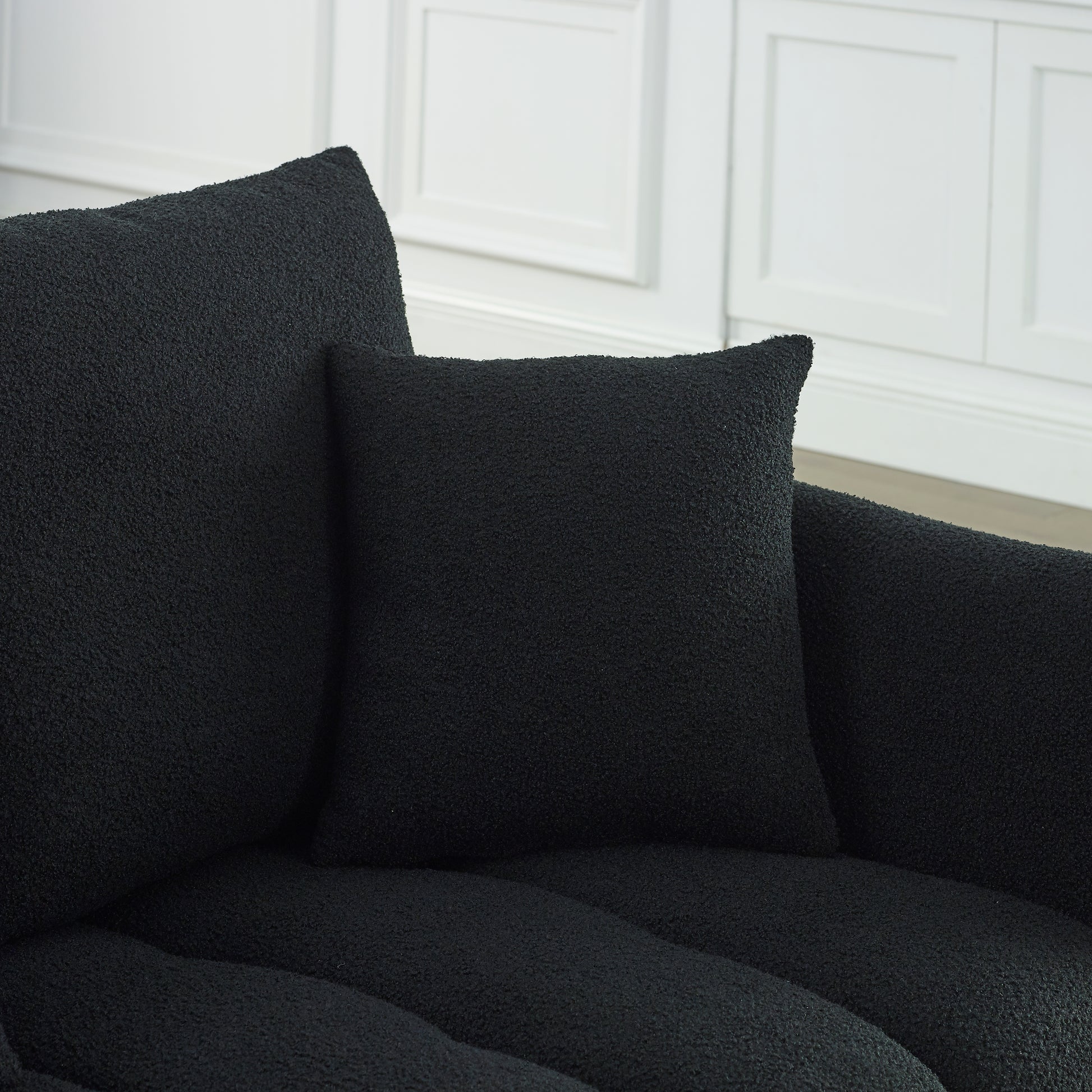 [video]MH 79.5" Premium Teddy fabric Sofa with 3 Back Pillows and 3 back Cushions Solid Wood Frame 3-Seater Sofa, Oversized Upholstered Chair for Living Room, Bedroom, Apartment and Office image 7
