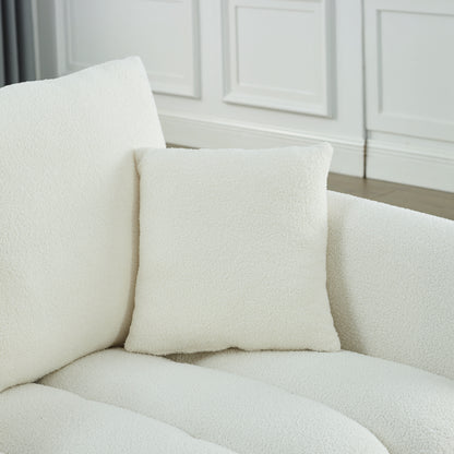 [video] MH 79.5" Premium Teddy fabric Sofa with 3 Back Pillows and 3 back Cushions Solid Wood Frame 3-Seater Sofa, Oversized Upholstered Chair for Living Room, Bedroom, Apartment and Office image 8