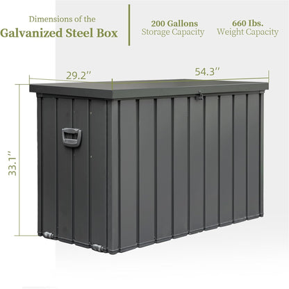 200 Gallon Outdoor Storage Deck Box Waterproof, Large Patio Storage Bin for Outside Cushions, Throw Pillows, Garden Tools, Lockable (Dark Gray) image 6